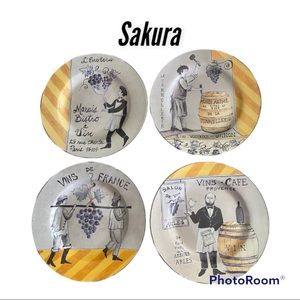 Sakura Wine Cellar Set of 4 Dessert or Salad Plates